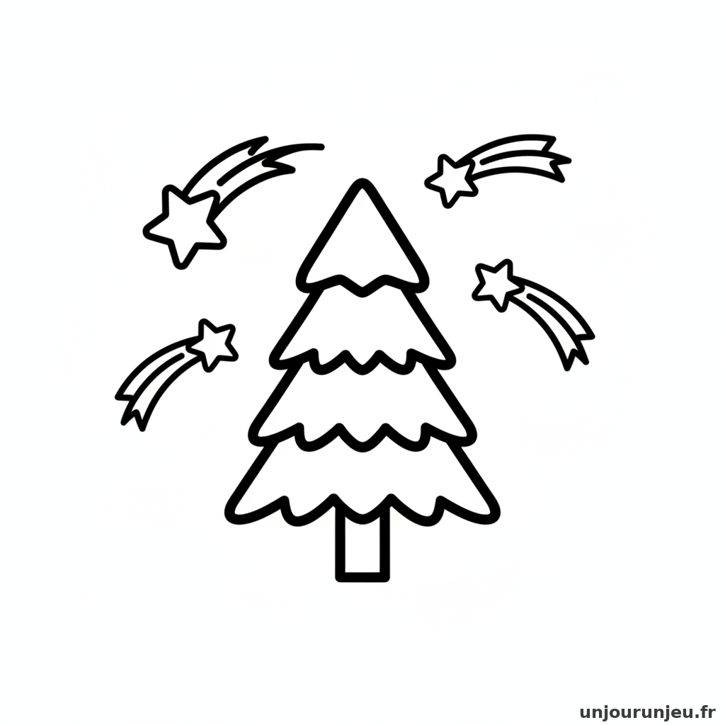 Coloriage Sapin Sapin Etoiles Filantes 14