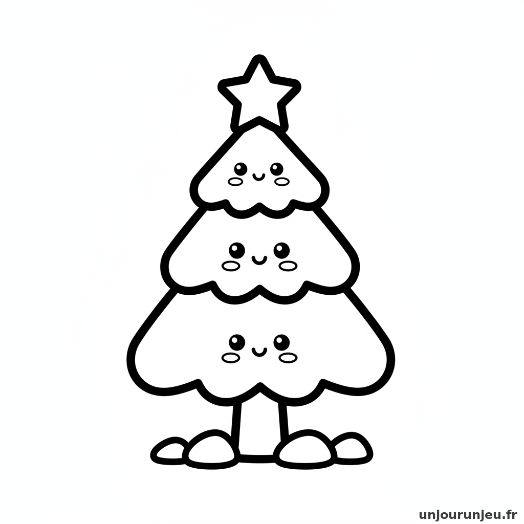 Coloriage Sapin Sapin Kawaii 16