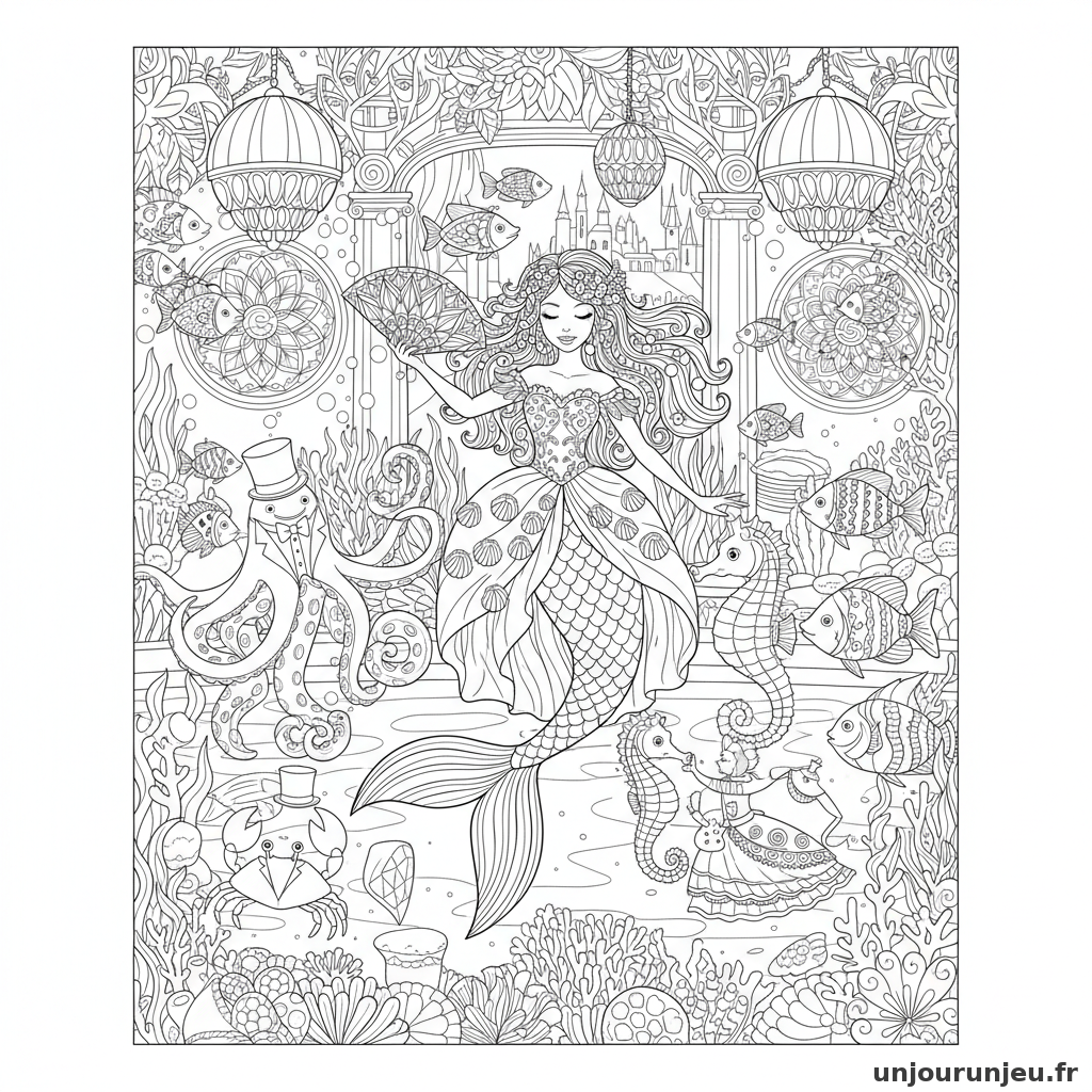 Coloriage Sirene Sirene Bal Creatures Marines Costumes 10