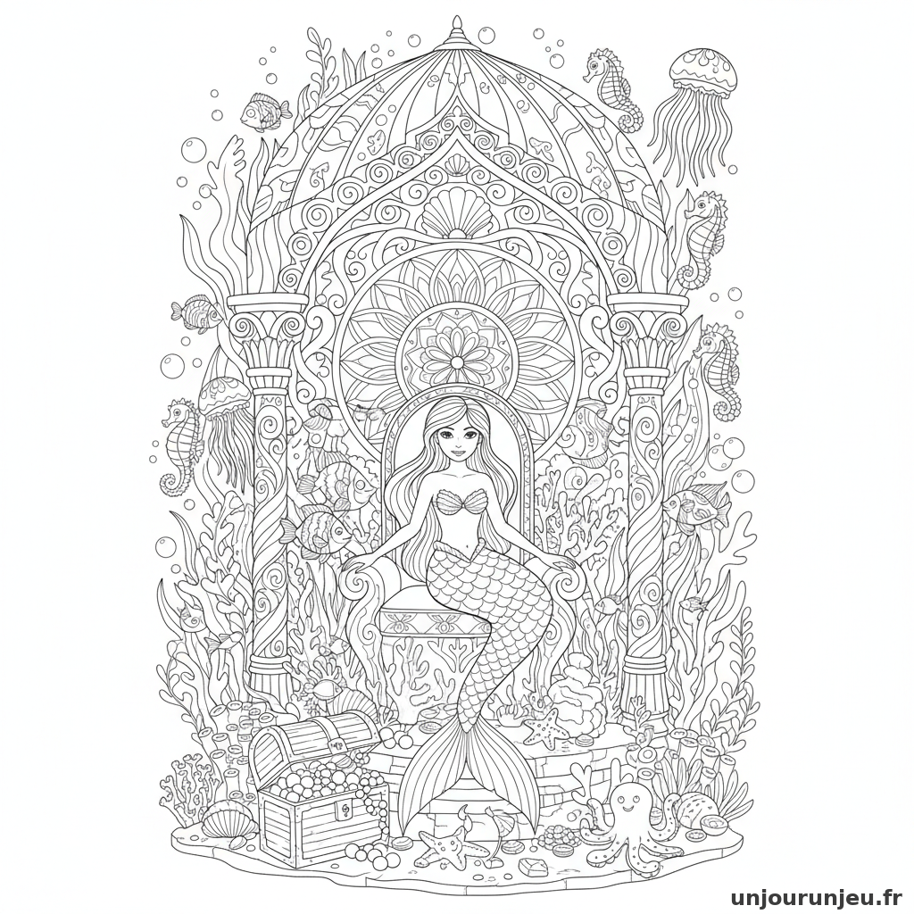Coloriage Sirene Sirene Palais Marin Orne 03