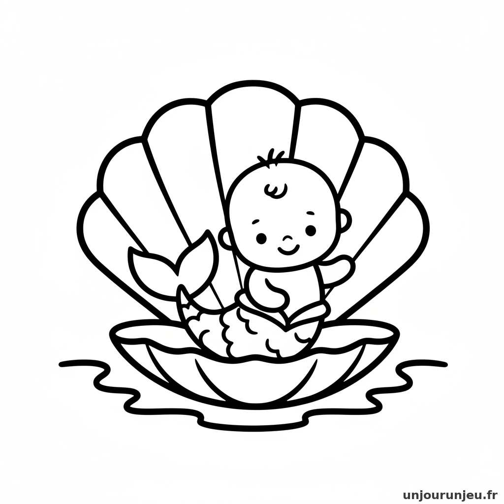 Coloriage Sirene Bebe Sirene Grosse Coquille 07