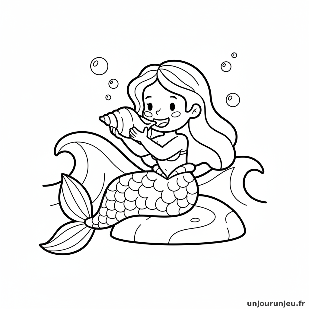 Coloriage Sirene Sirene Boit Coquillage 20