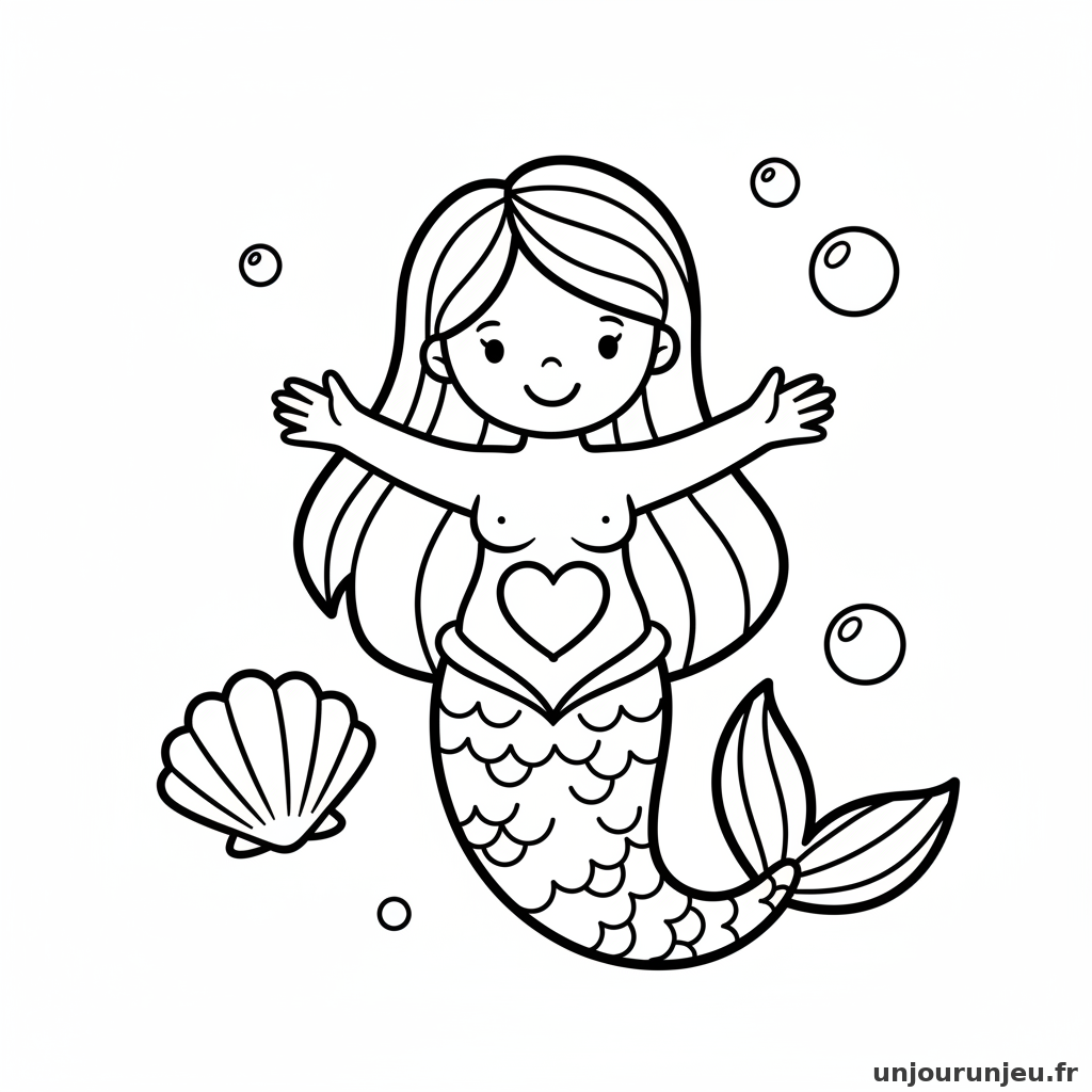 Coloriage Sirene Sirene Coeur Ventre 15