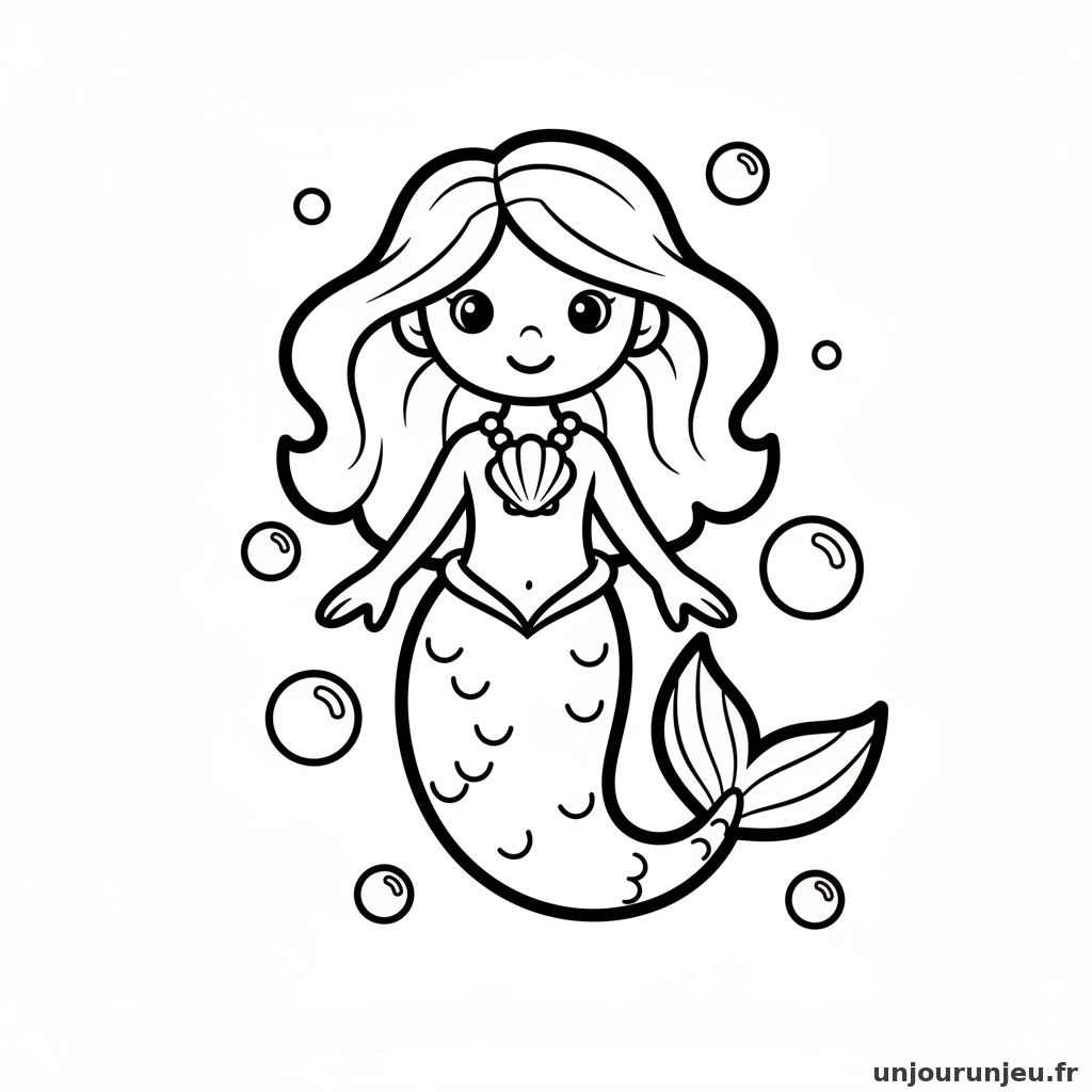 Coloriage Sirene Sirene Coquillage Collier 13