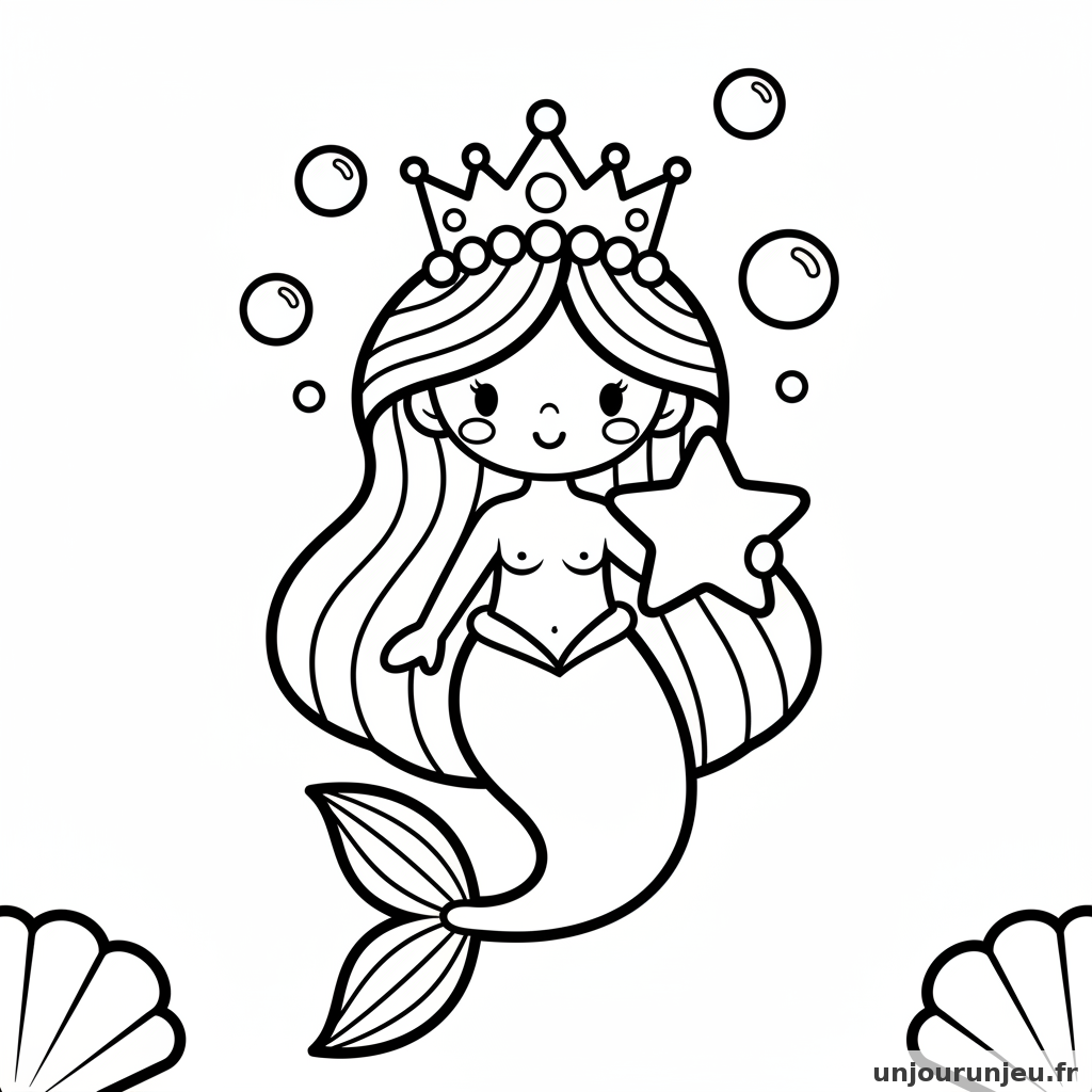 Coloriage Sirene Sirene Couronne Perles 08