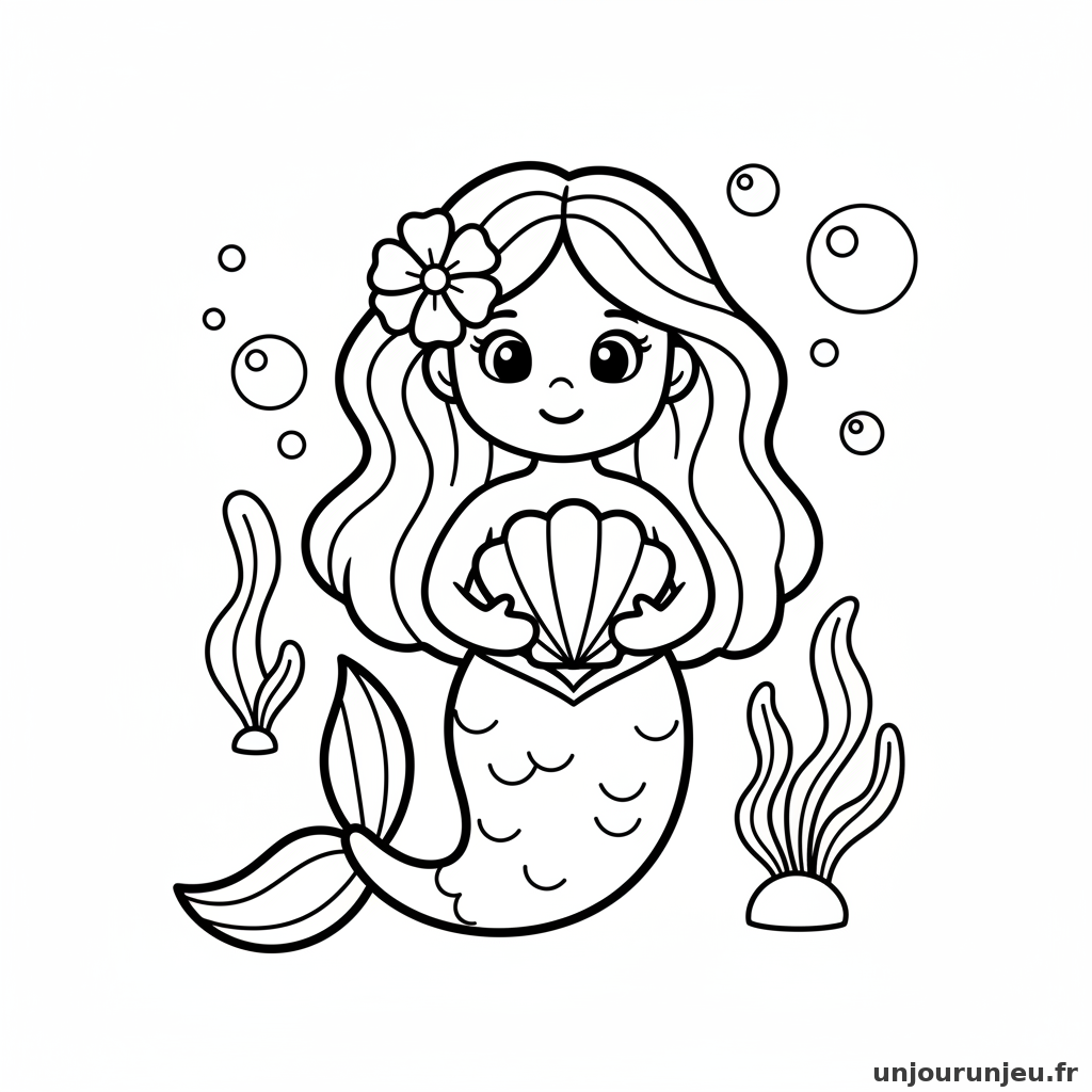 Coloriage Sirene Sirene Fleur Derriere Loreille 11