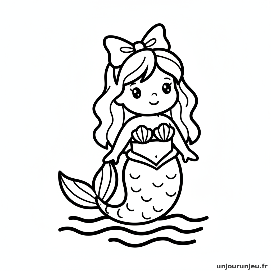 Coloriage Sirene Sirene Noeud Cheveux 04