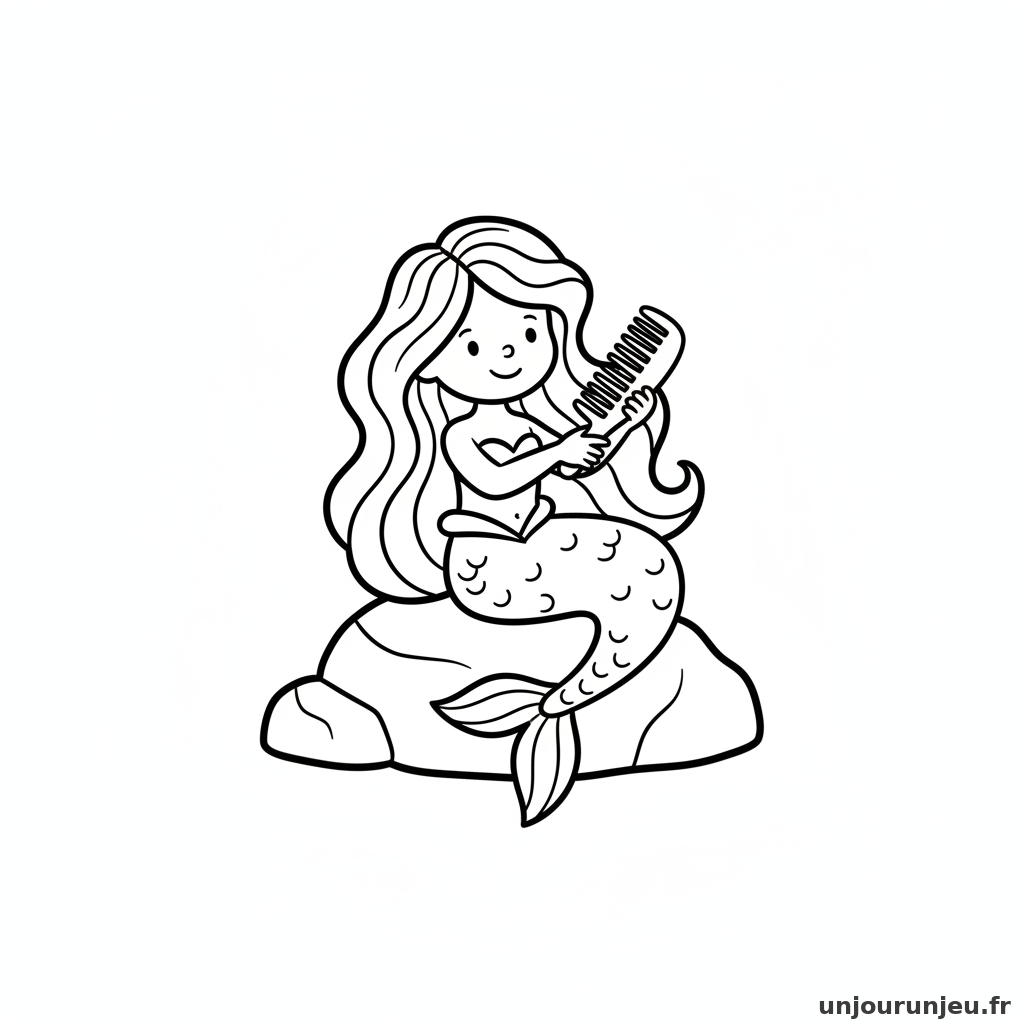 Coloriage Sirene Sirene Peigne Longs Cheveux 09