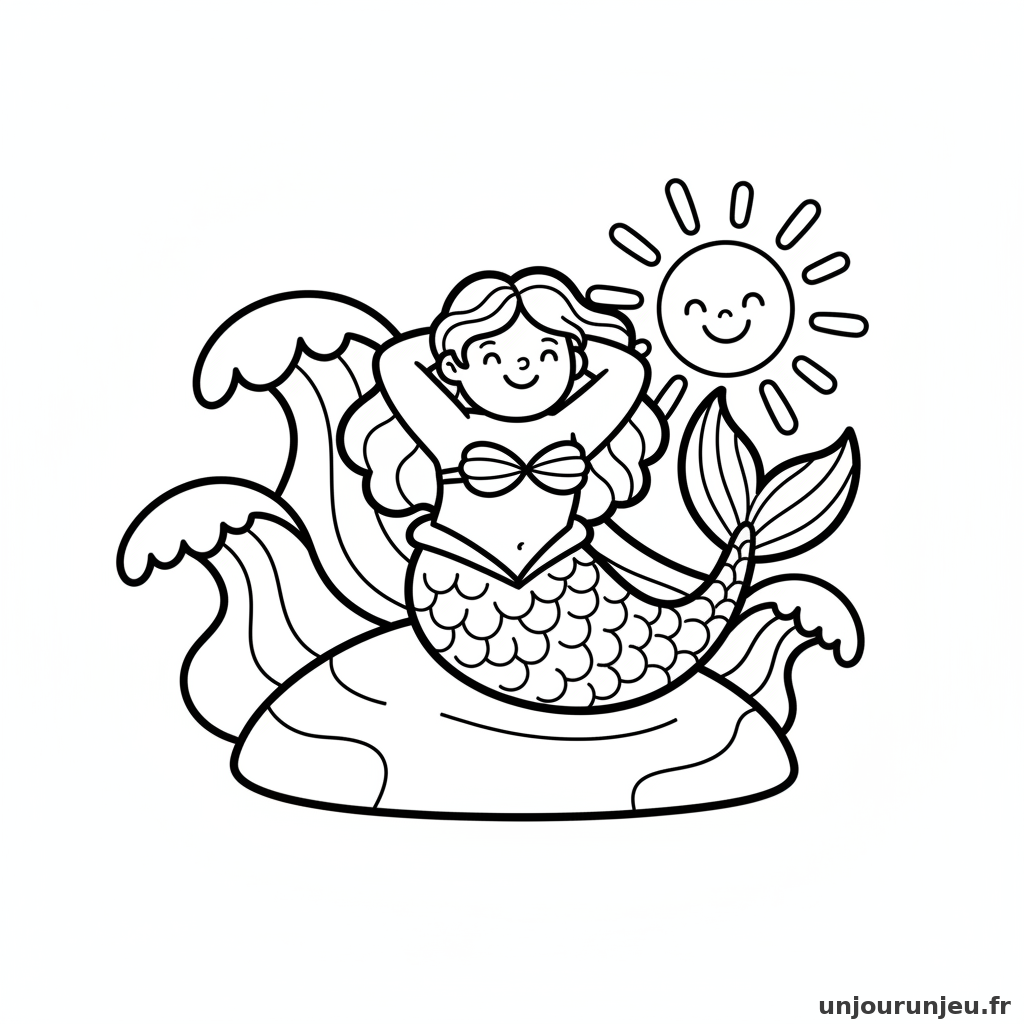 Coloriage Sirene Sirene Prelasse Rocher 14