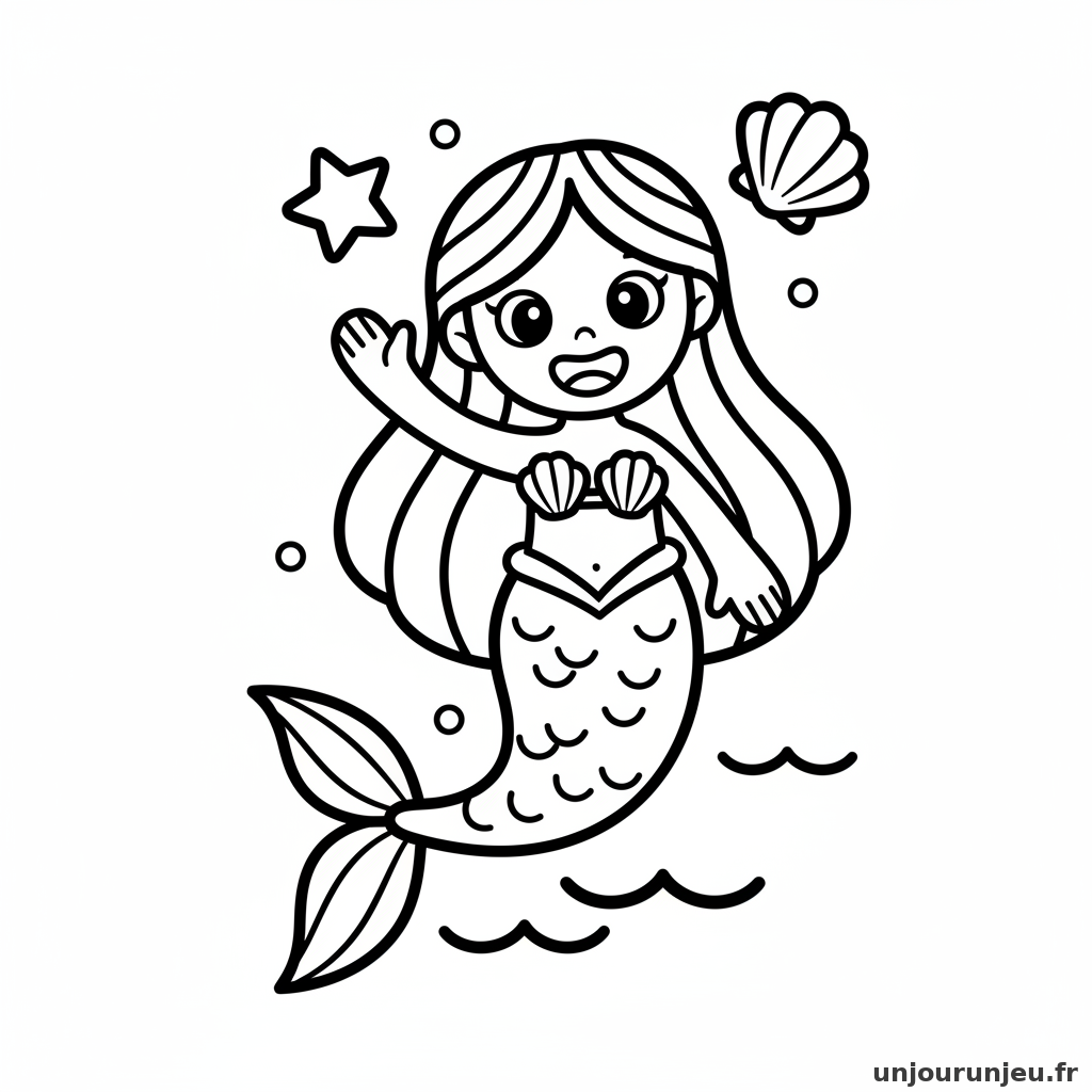Coloriage Sirene Sirene Salue Main 17