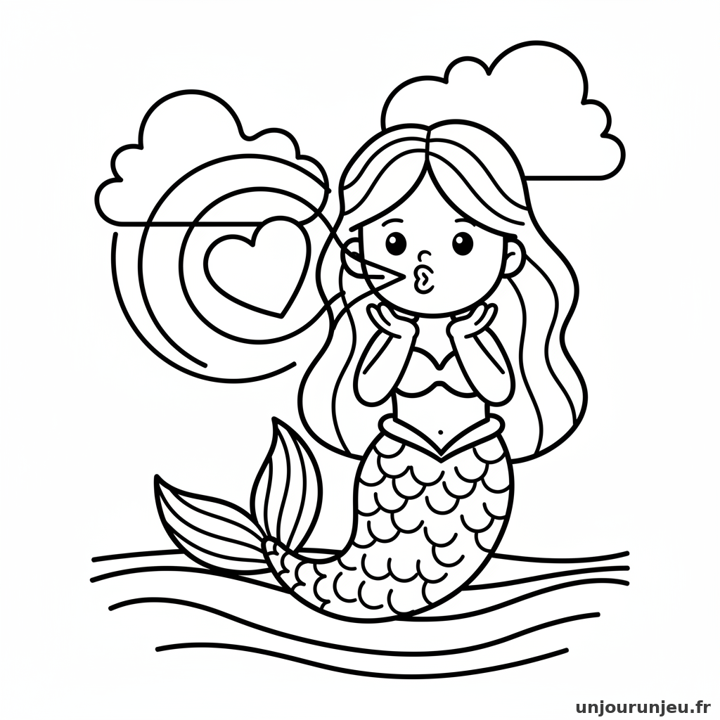 Coloriage Sirene Sirene Souffle Baiser 16