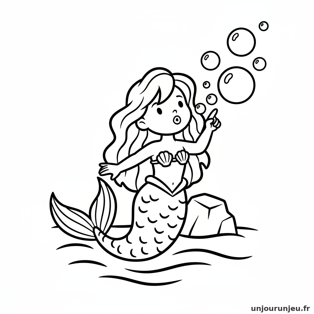 Coloriage Sirene Sirene Souffle Bulles 06