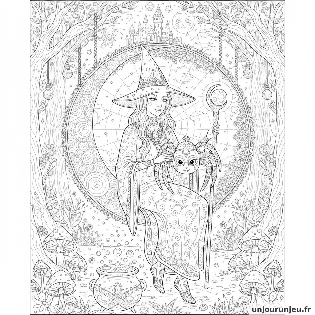 Coloriage Sorciere Sorciere Araignee 09