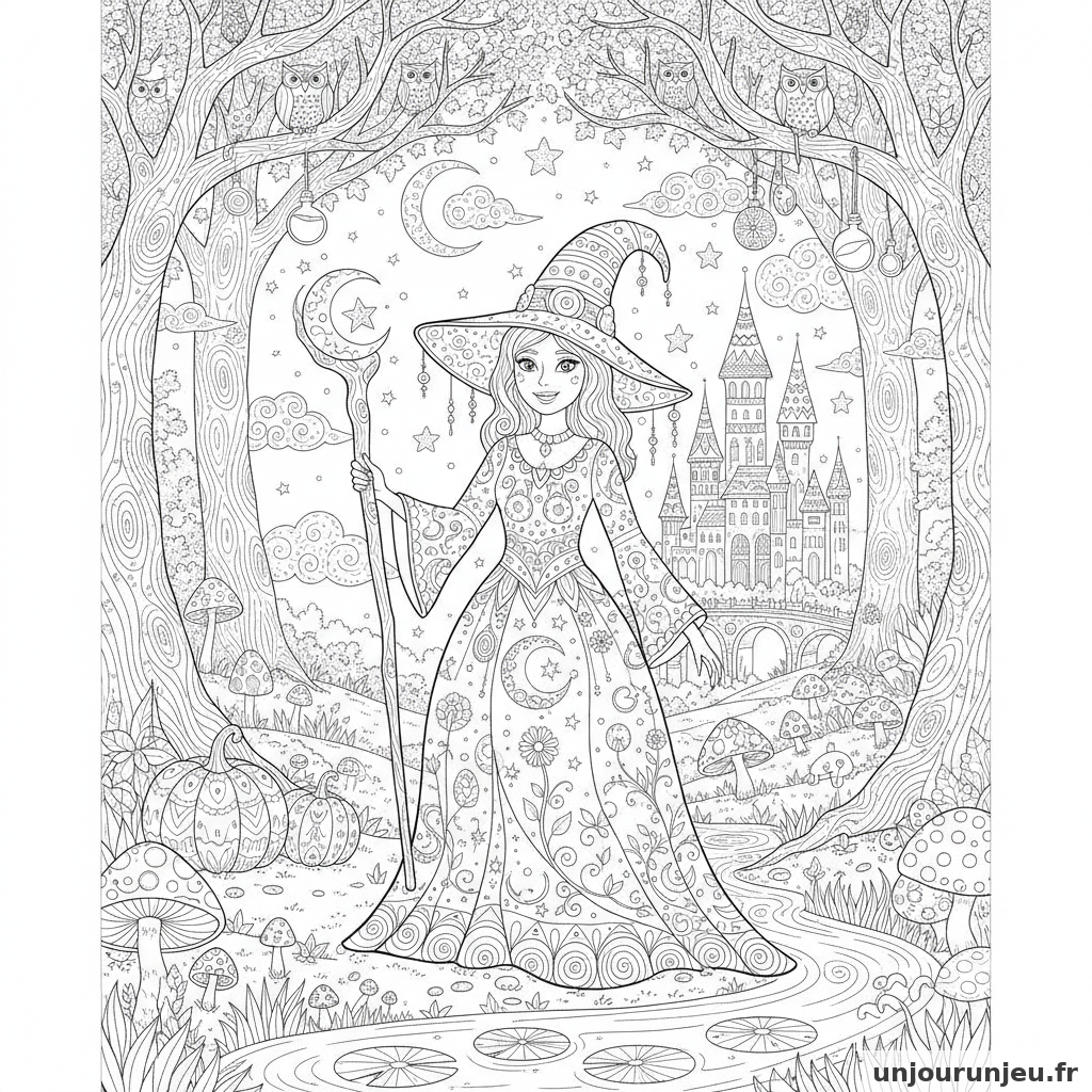 Coloriage Sorciere Sorciere Chapeau Pointu 04