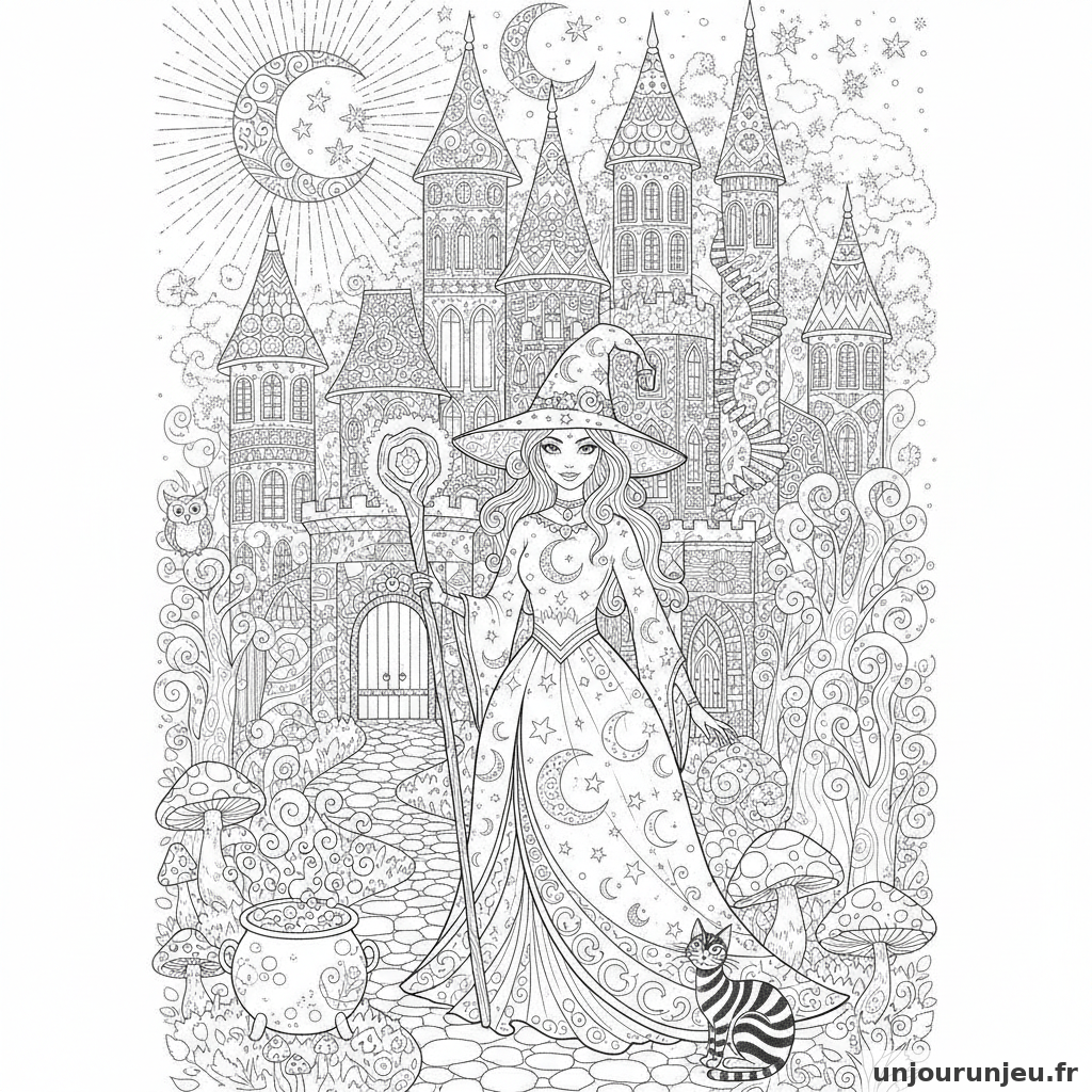Coloriage Sorciere Sorciere Chateau 20