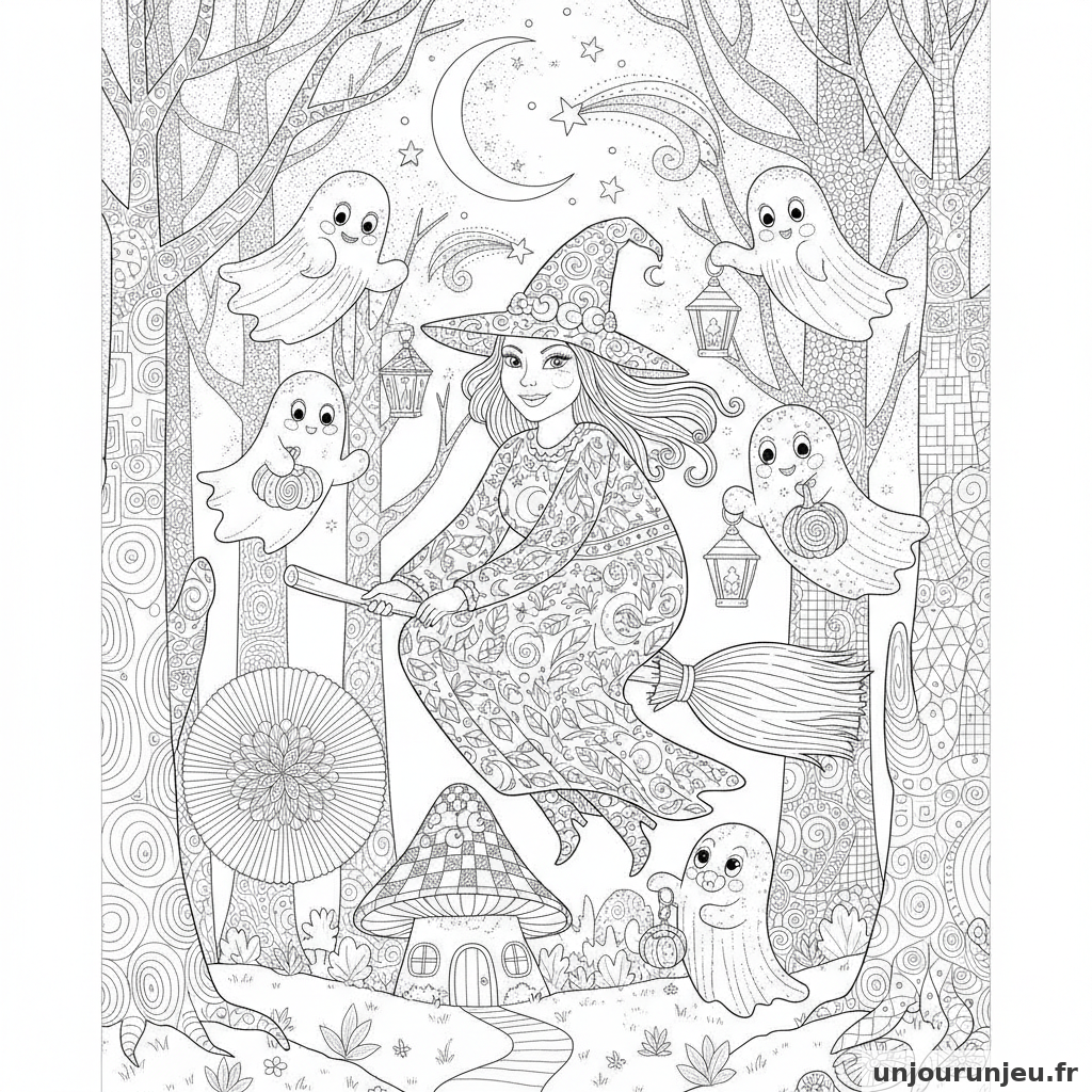 Coloriage Sorciere Sorciere Fantomes 16