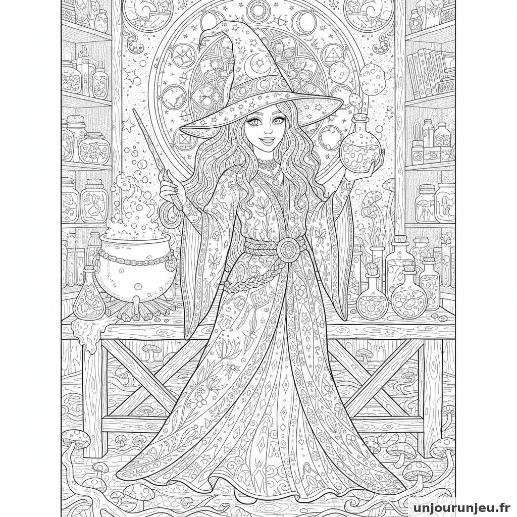 Coloriage Sorciere Sorciere Potions Colorees 17