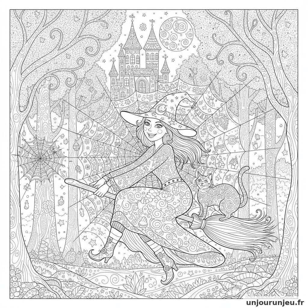 Coloriage Sorciere Sorciere Toile Daraignee 18