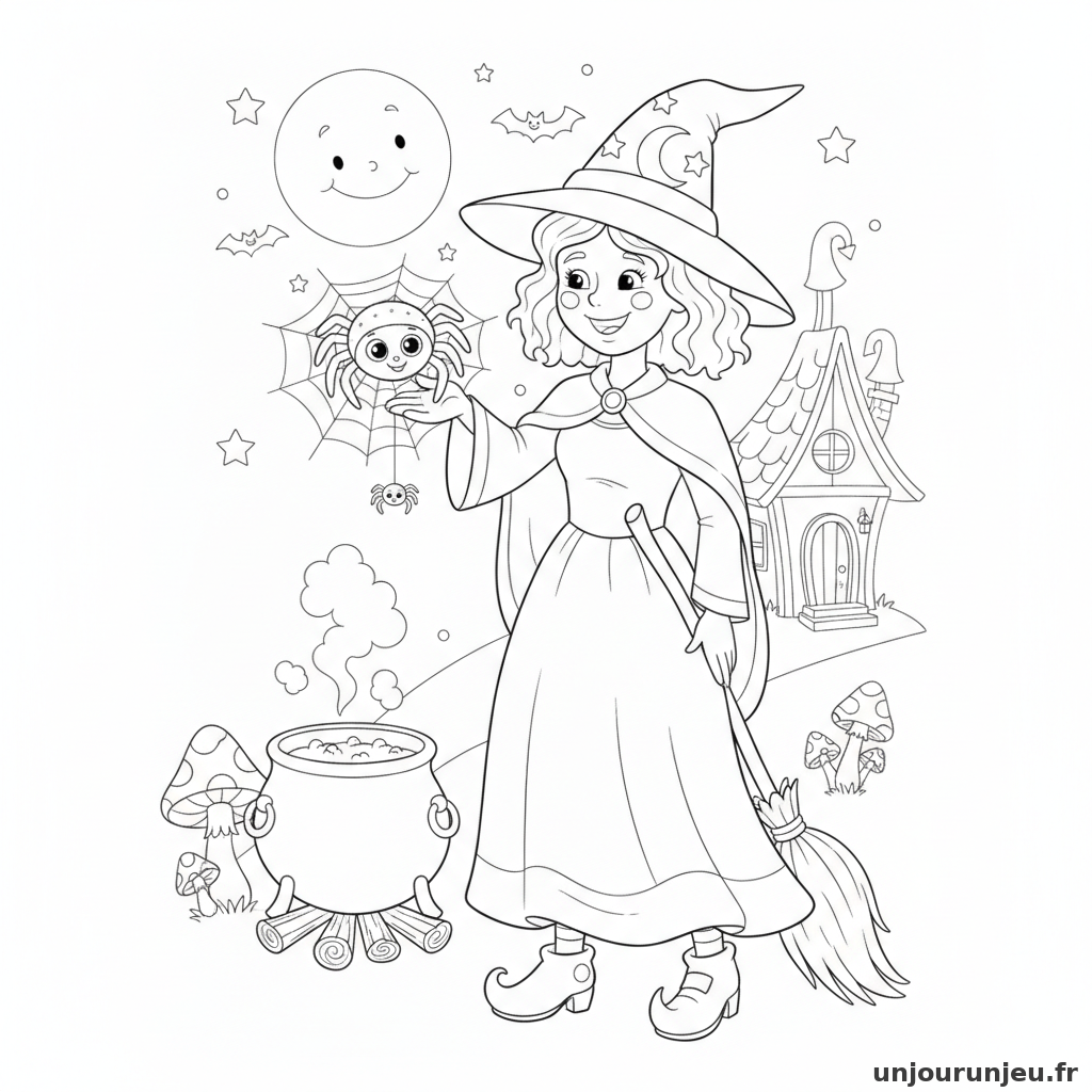 Coloriage Sorciere Sorciere Araignee 09