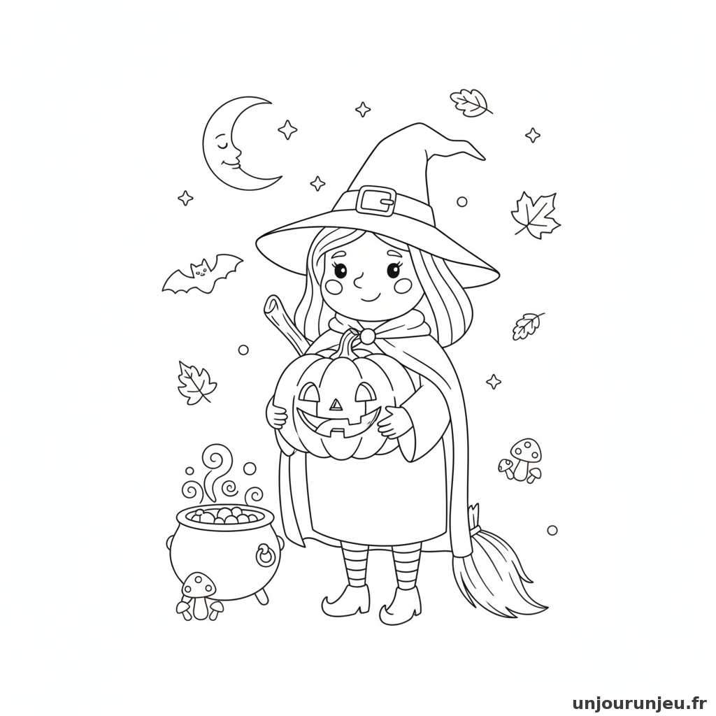 Coloriage Sorciere Sorciere Citrouille 07