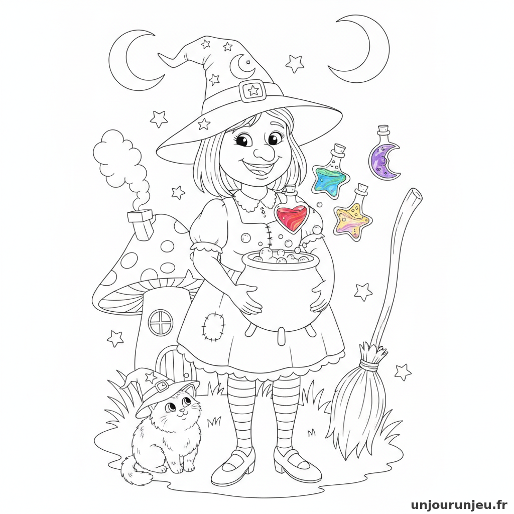 Coloriage Sorciere Sorciere Potions Colorees 17