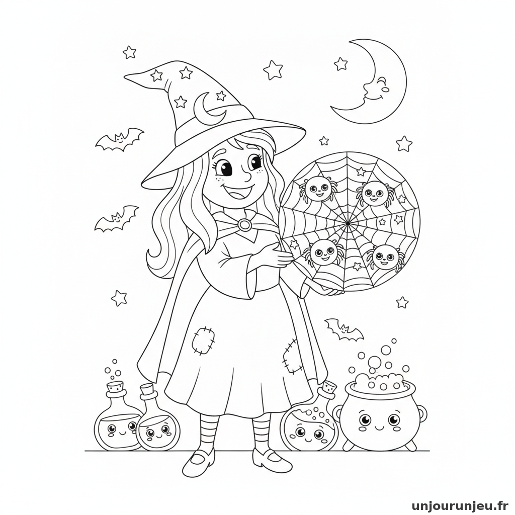 Coloriage Sorciere Sorciere Toile Daraignee 18