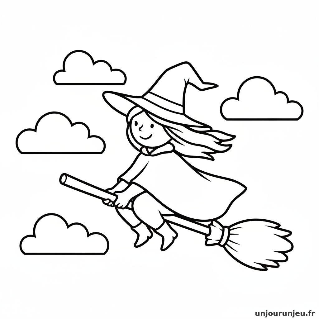 Coloriage Sorciere Sorciere Balai 01
