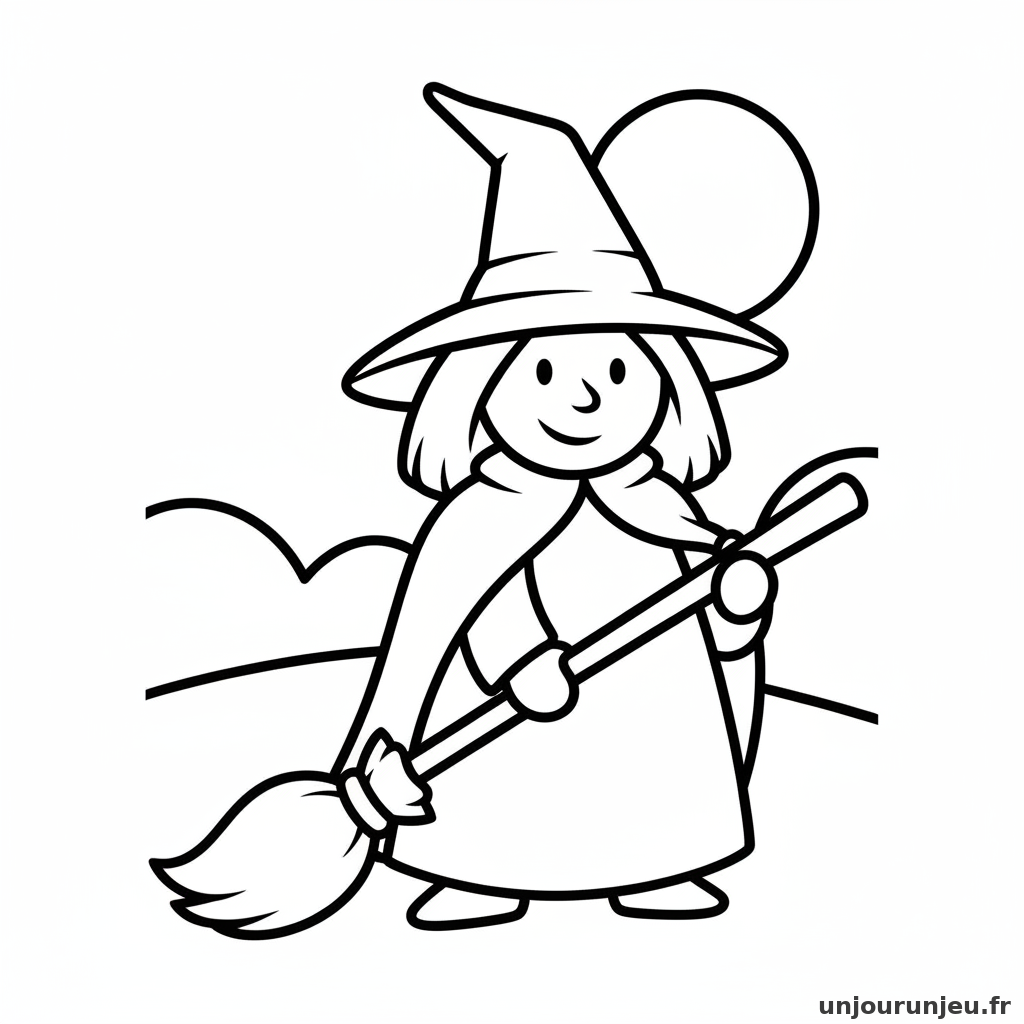 Coloriage Sorciere Sorciere Chapeau Pointu 04