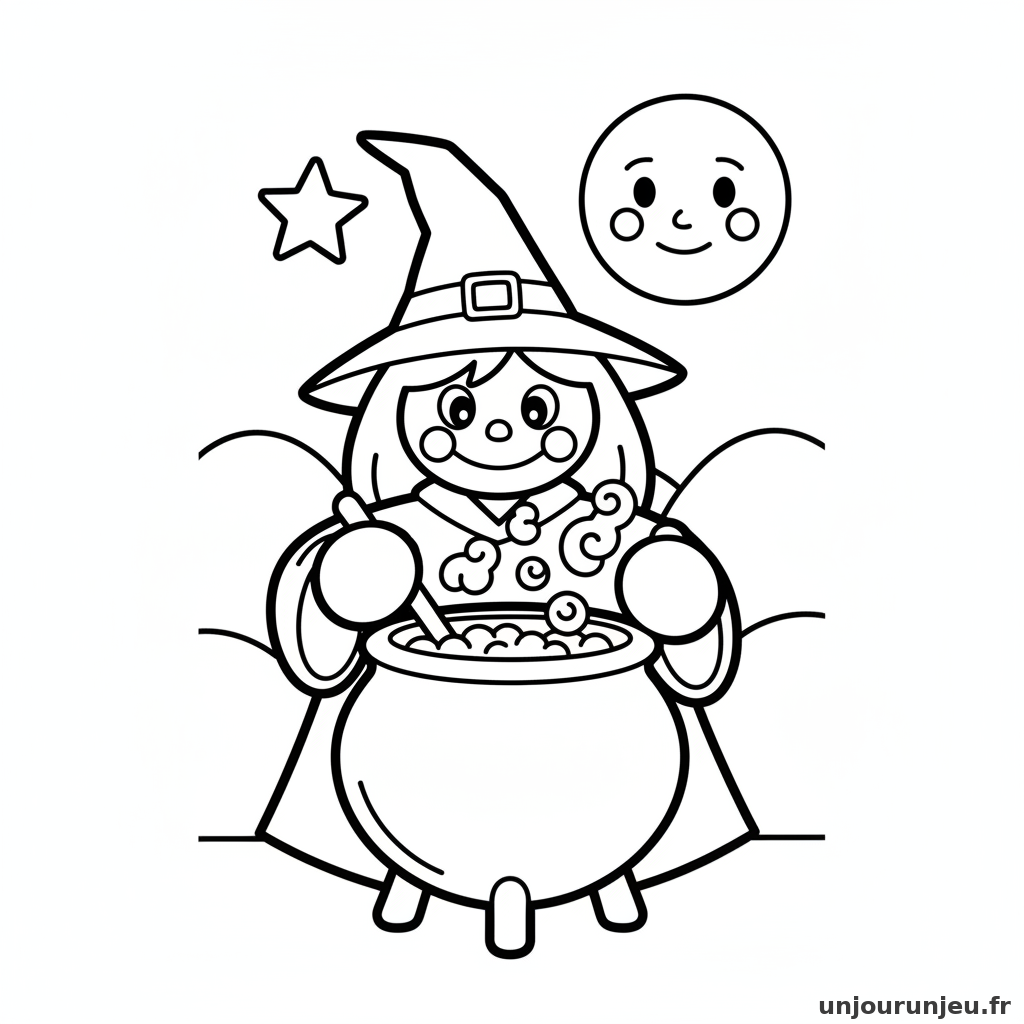 Coloriage Sorciere Sorciere Chaudron 02