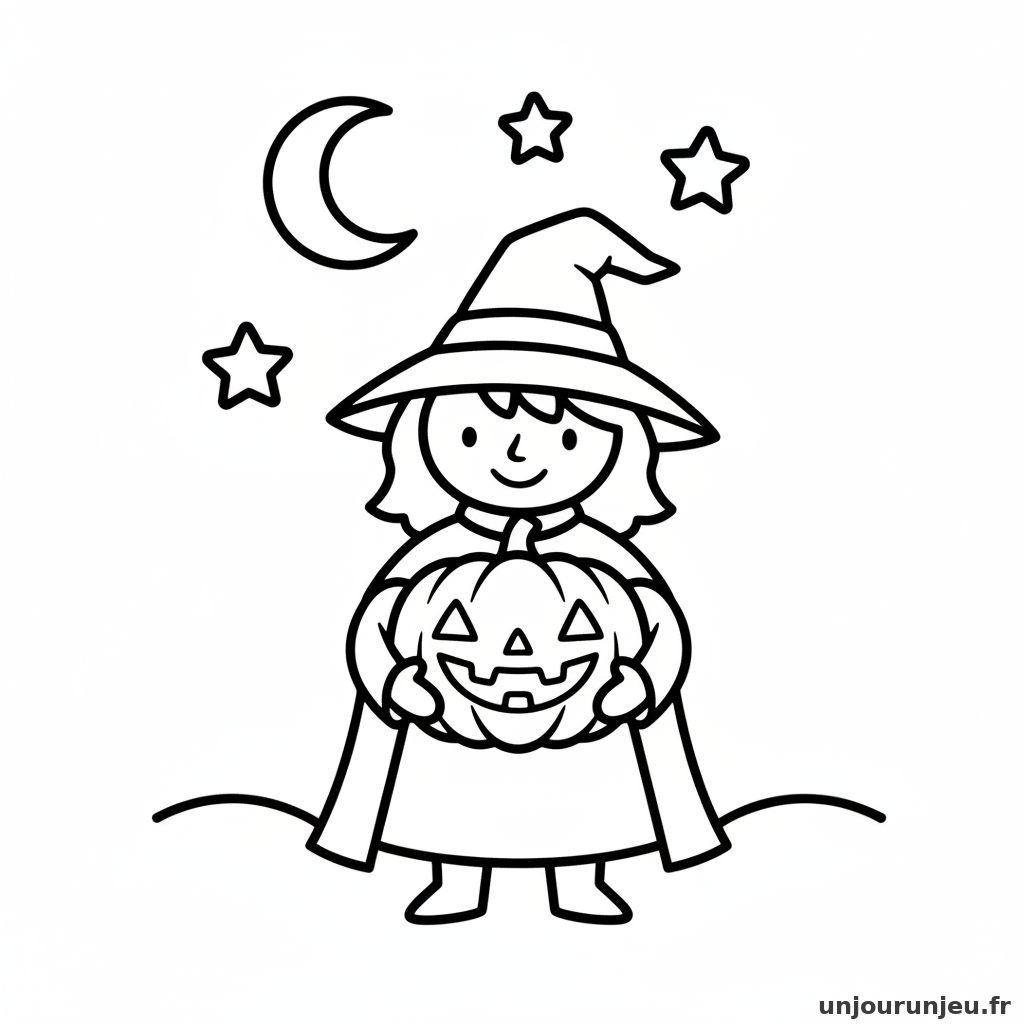 Coloriage Sorciere Sorciere Citrouille 07