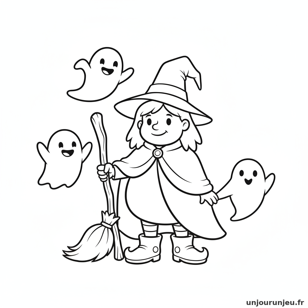 Coloriage Sorciere Sorciere Fantomes 16