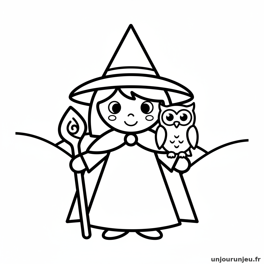 Coloriage Sorciere Sorciere Hibou 10