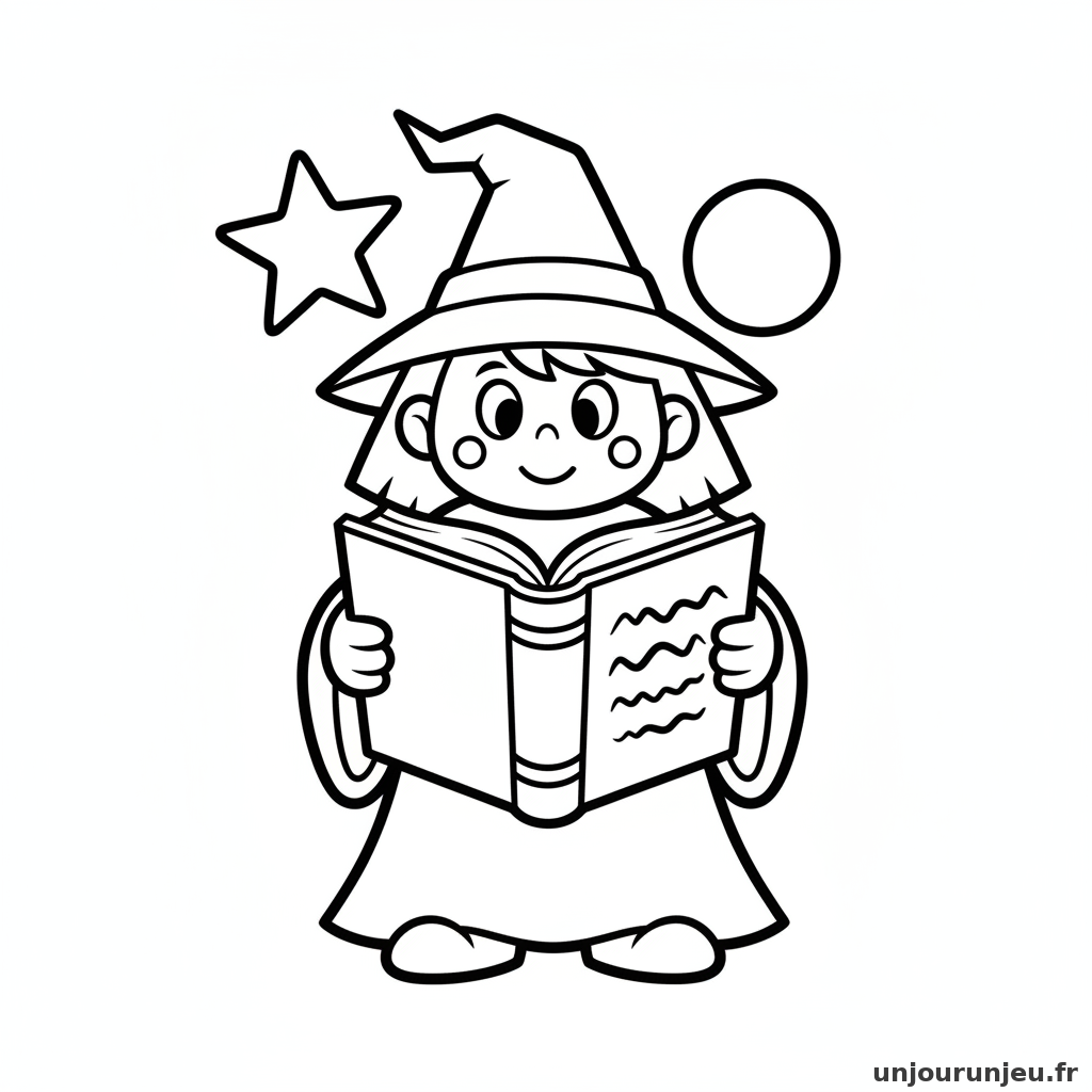 Coloriage Sorciere Sorciere Livre Sorts 08