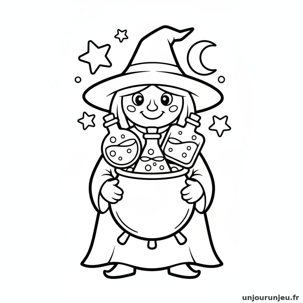 Coloriage Sorciere Sorciere Potions Colorees 17