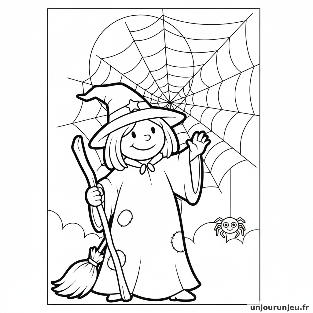 Coloriage Sorciere Sorciere Toile Daraignee 18